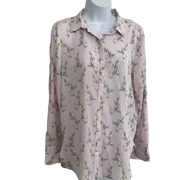 Loft Size S Sheer Floral Pattern Pinkish Lavender Tunic Blouse - Picture 1 of 8